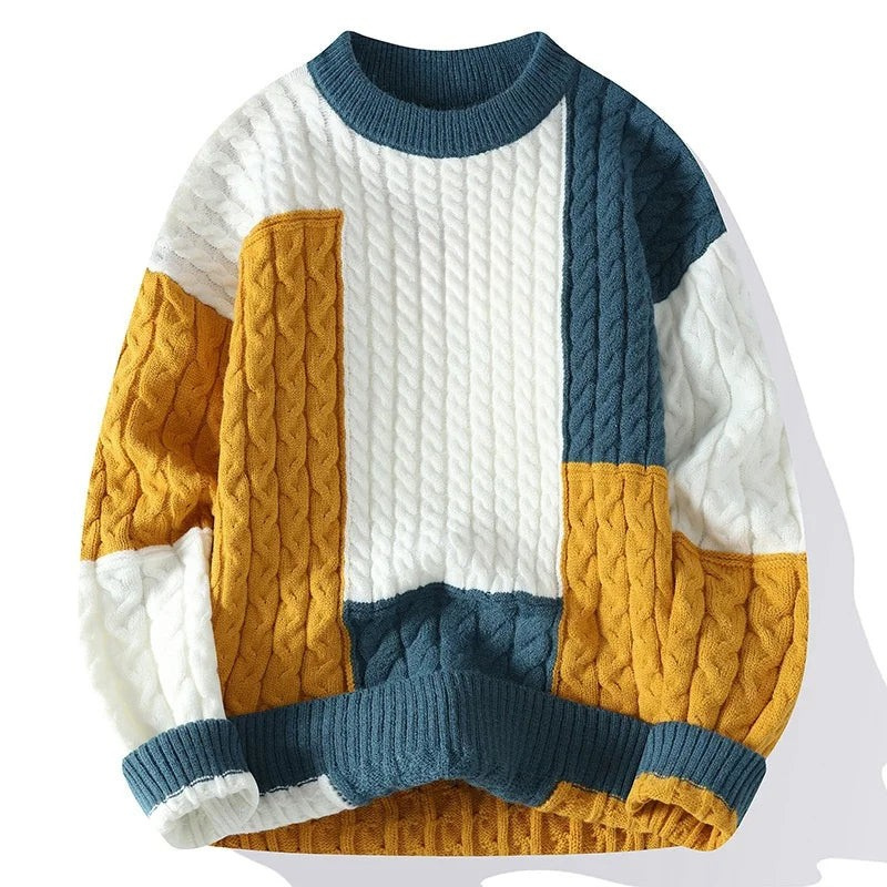 New Loose Casual Colorblock Knitted Sweater