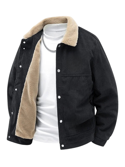 Men's Fashionable Plus Velvet Corduroy Lapel Button Jacket