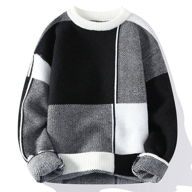 New Fashion Trend Geometric Crew Neck Sweater