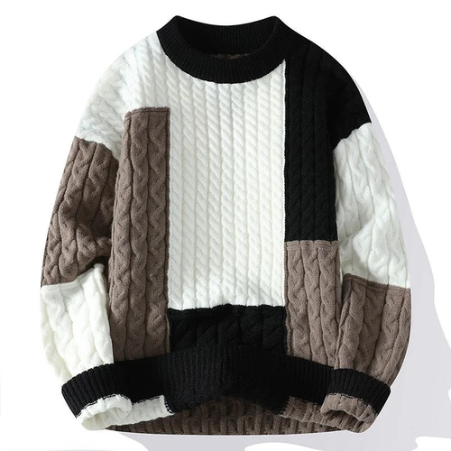 New Loose Casual Colorblock Knitted Sweater